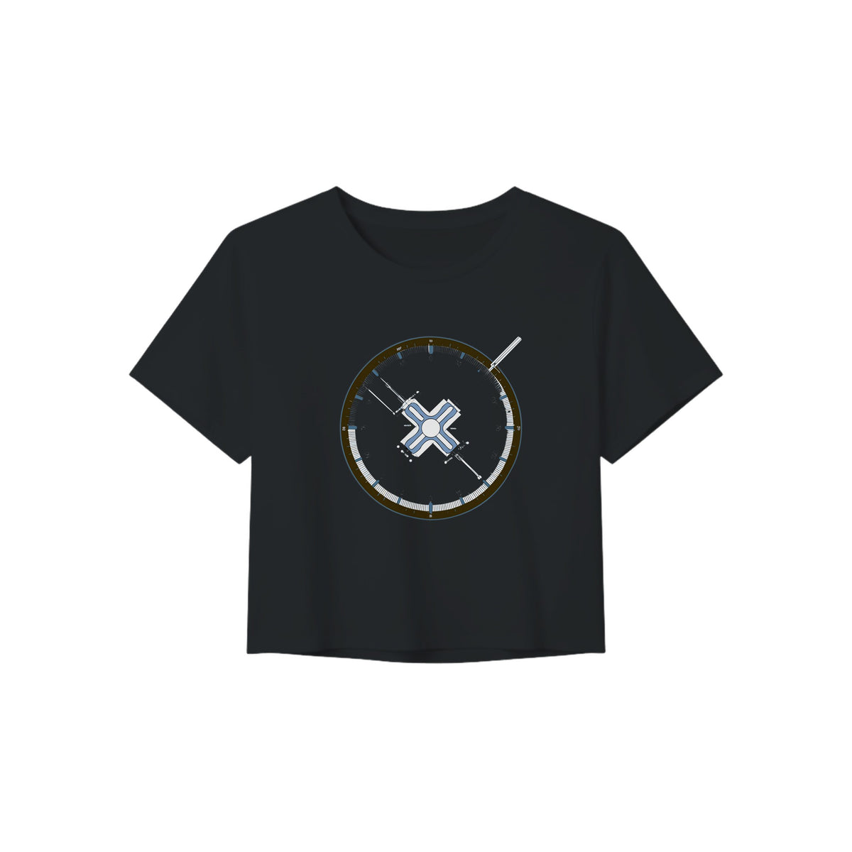 Flight-Tested Standard Crop Tee | Dumbbells & Hotels - Flight-Tested Standard design, crop tee product photo