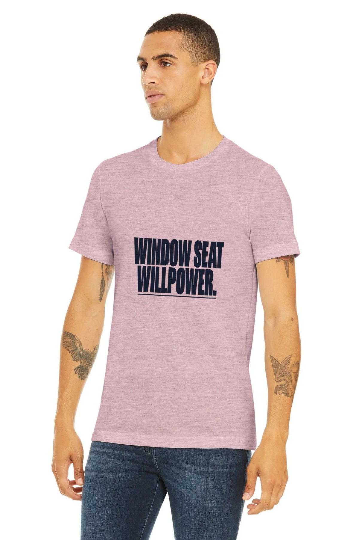 Window Seat Willpower Tee | Dumbbells & Hotels - Window Seat Willpower. design, tee product photo