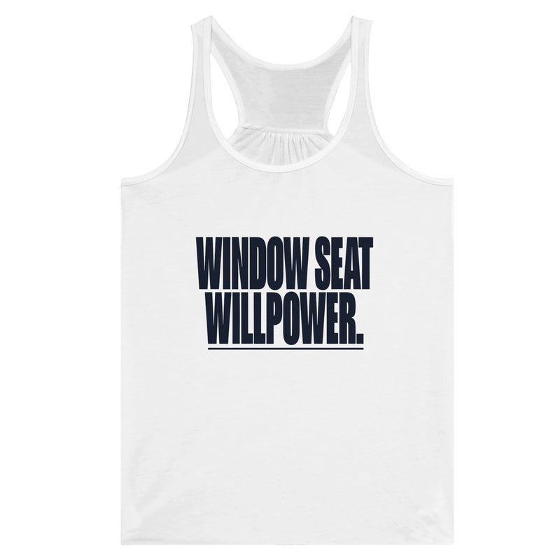 Window Seat Willpower Racerback | Dumbbells & Hotels - Window Seat Willpower. design, racerback product photo