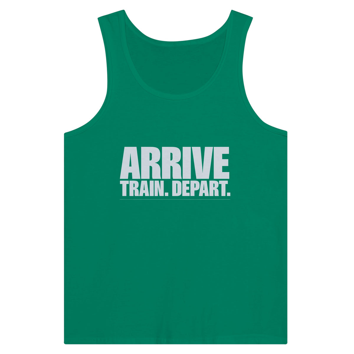 Arrive. Train. Depart. Tank | Dumbbells & Hotels - Arrive. Train. Depart. design, tank product photo