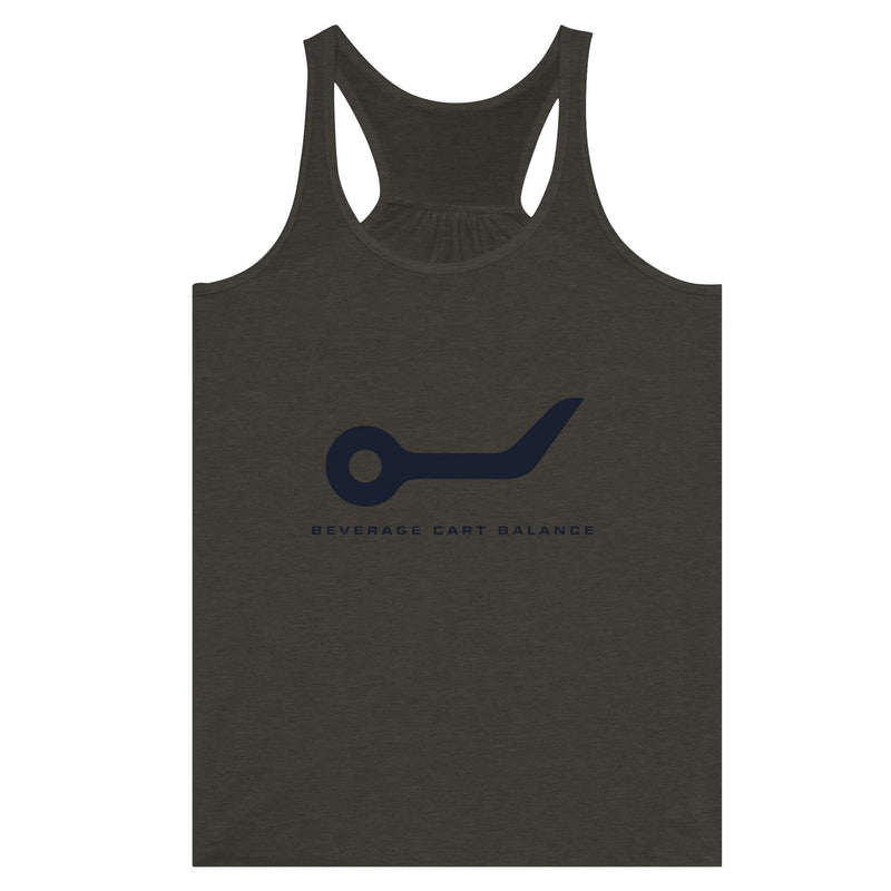 Beverage Cart Balance women's racerback tank by Dumbbells & Hotels, travel gym apparel
