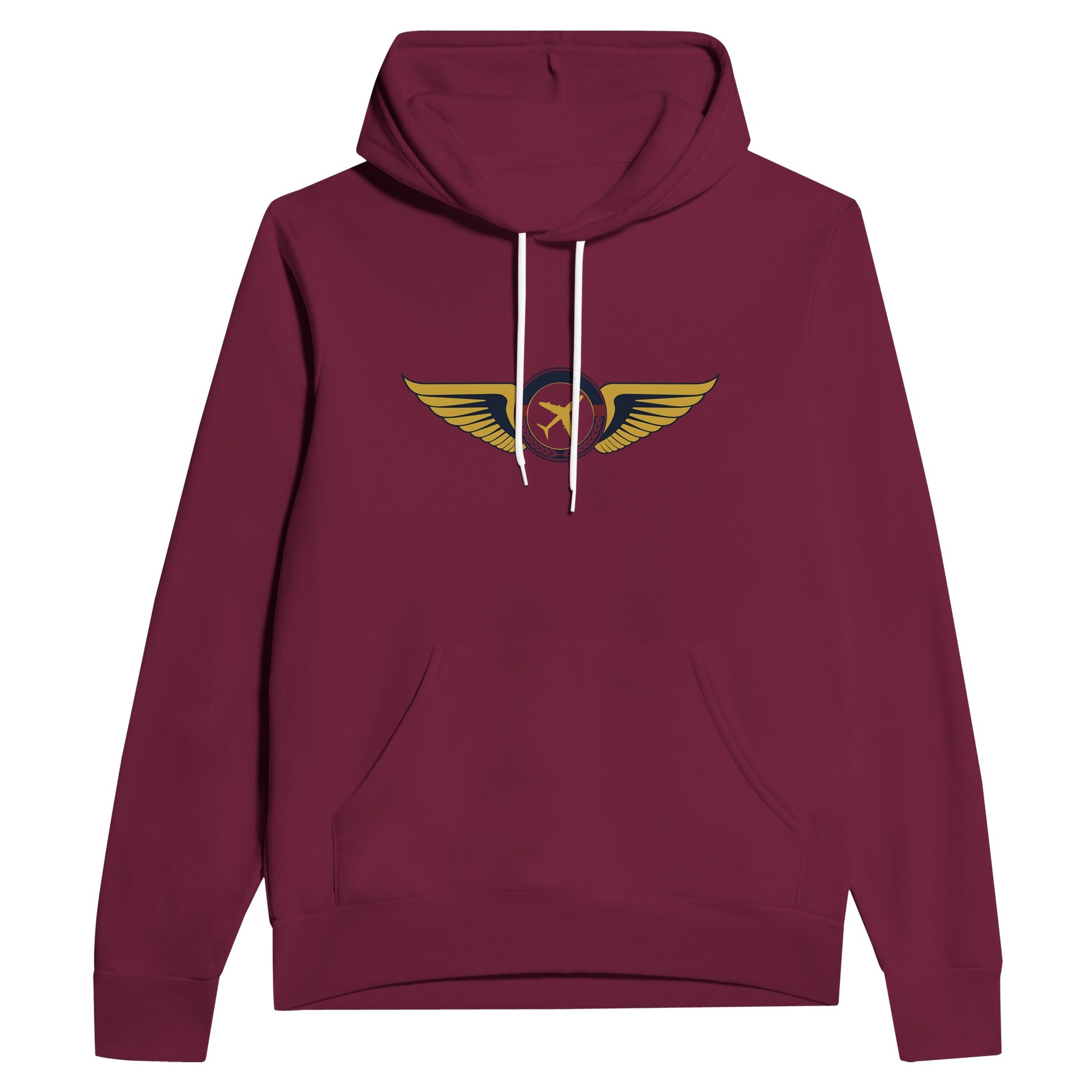 Aviator Wings unisex sponge fleece layover hoodie, flat lay 8 — Dumbbells & Hotels