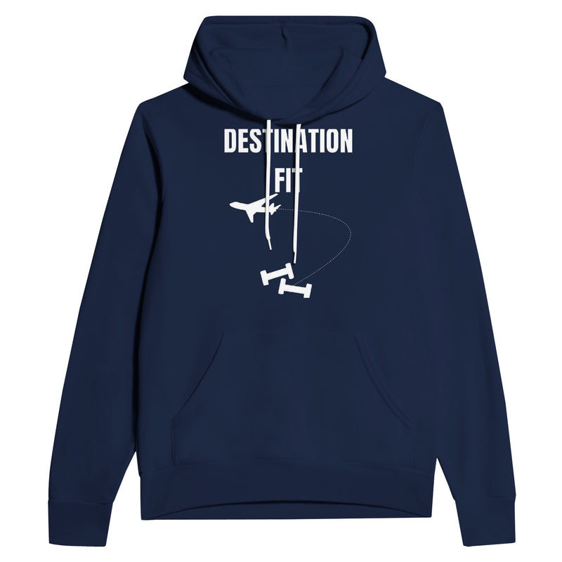 Destination Fit travel hoodie — flight-tested travel fitness apparel for the road warrior | Dumbbells & Hotels