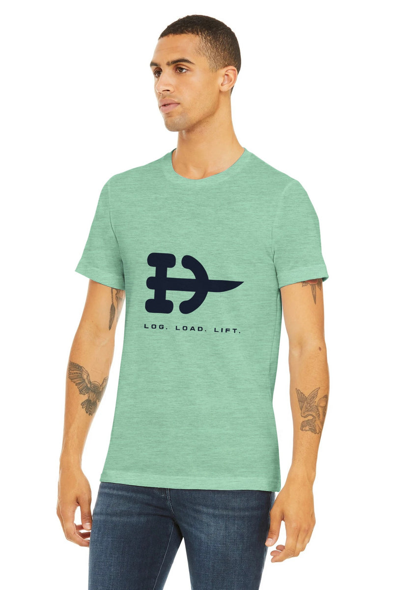 Log. Load. Lift. Tee | Dumbbells & Hotels - Log. Load. Lift. design, tee product photo