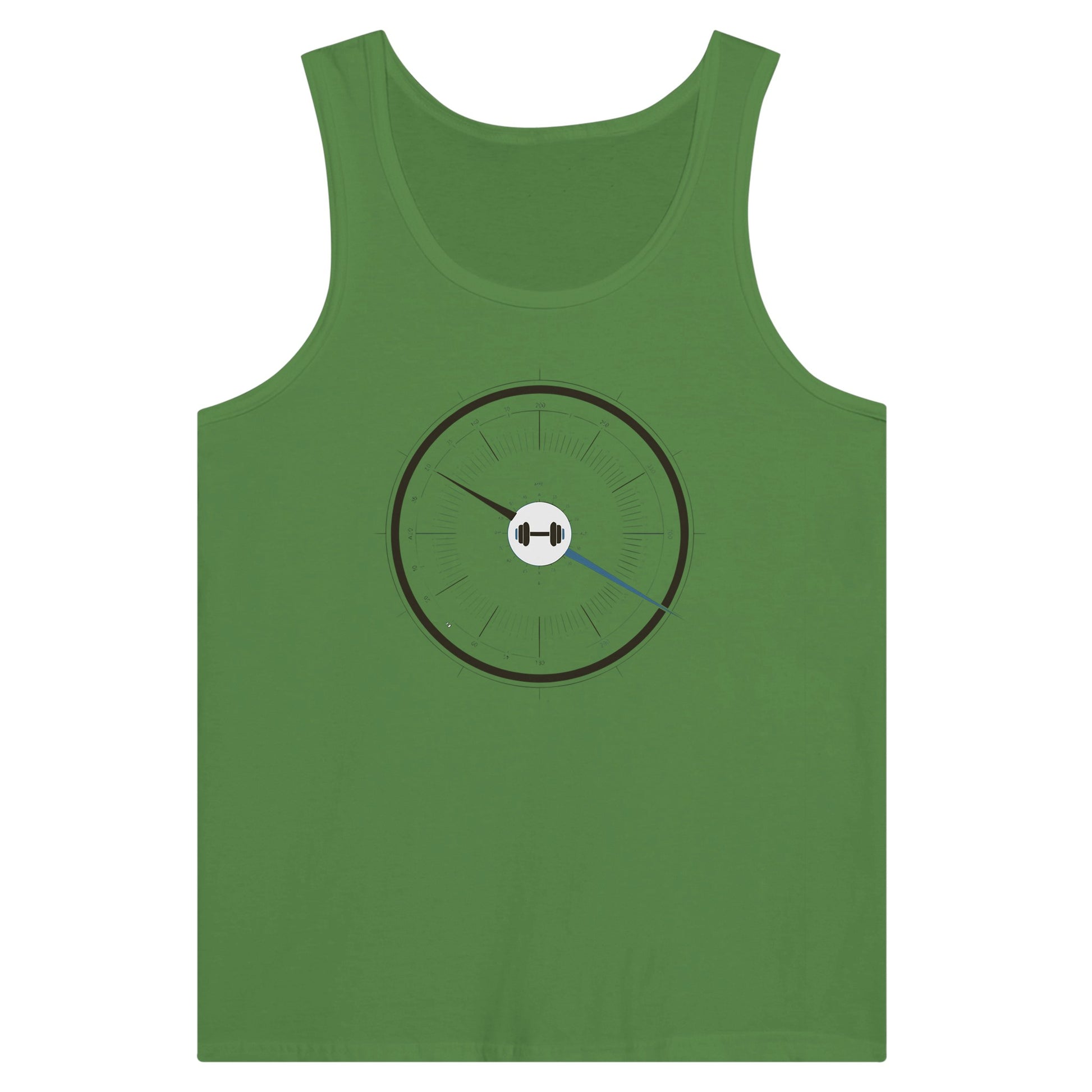 Bedside Manner Barbell Manner tank back view, Dumbbells and Hotels DTG print detail