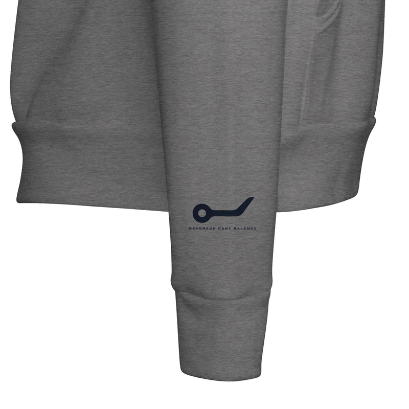 Beverage Cart Balance travel gym pullover hoodie by Dumbbells & Hotels
