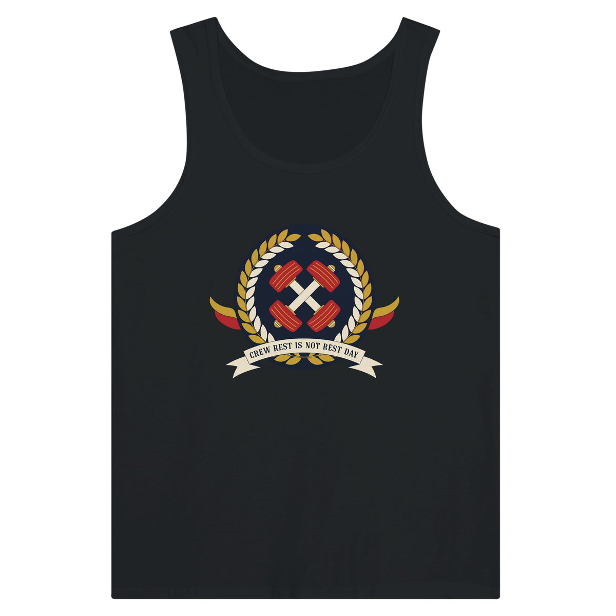 Crew Rest Is Not Rest Day. Tank | Dumbbells & Hotels - Crew Rest Is Not Rest Day. design, tank product photo