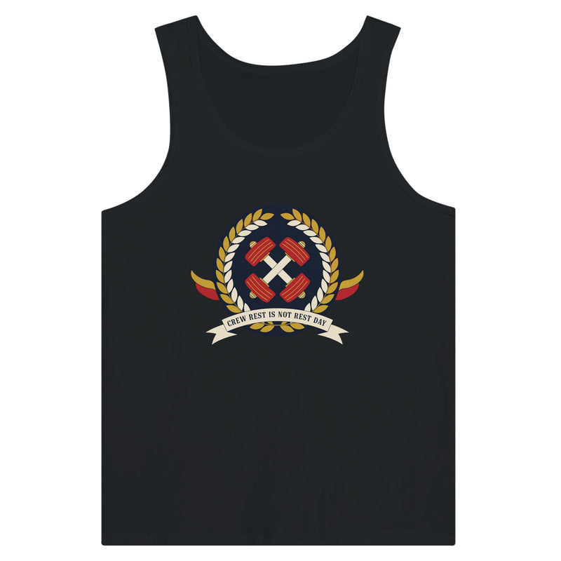 Crew Rest Is Not Rest Day. Tank | Dumbbells & Hotels - Crew Rest Is Not Rest Day. design, tank product photo