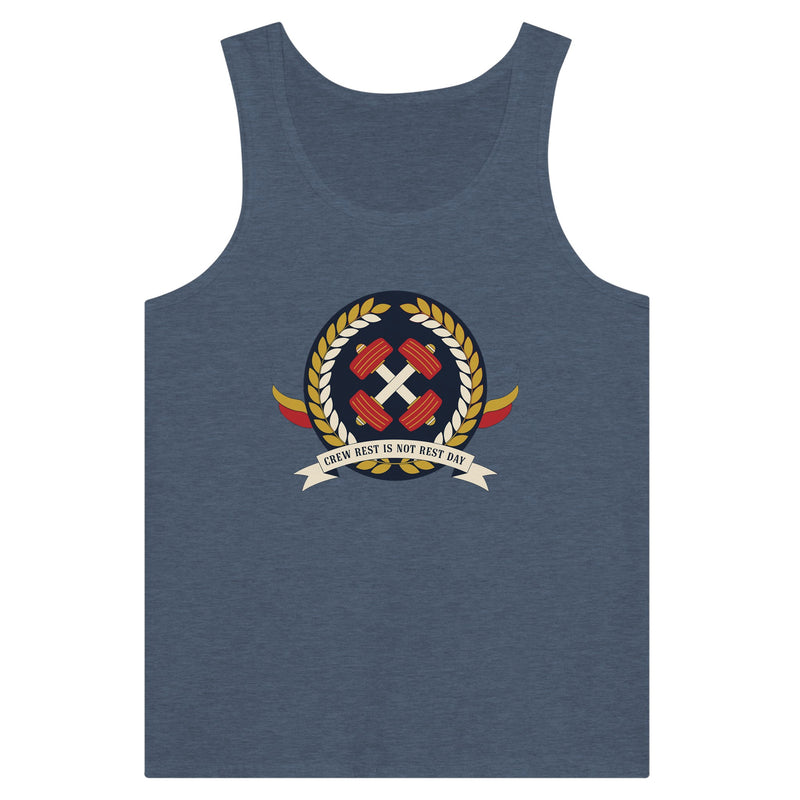 Crew Rest Is Not Rest Day. Tank | Dumbbells & Hotels - Crew Rest Is Not Rest Day. design, tank product photo