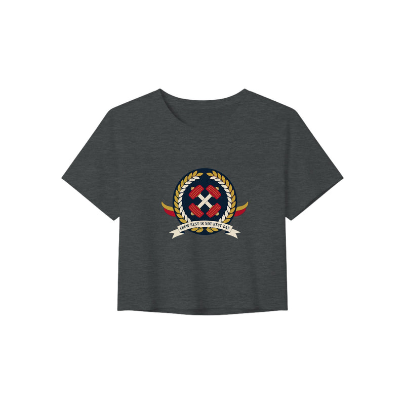 Crew Rest Is Not Rest Day. Crop Tee | Dumbbells & Hotels - Crew Rest Is Not Rest Day. design, crop tee product photo