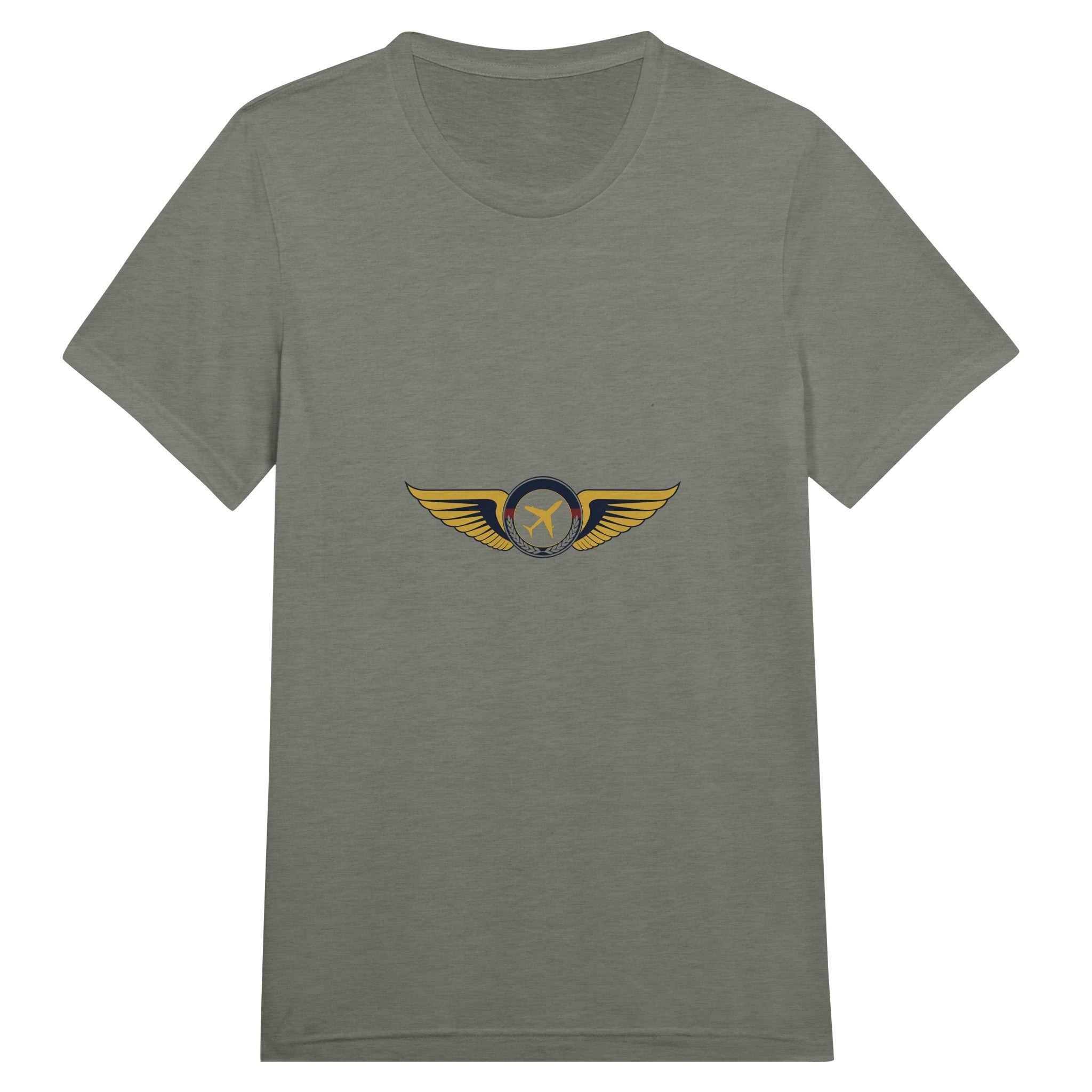 Aviator Wings flight-tested travel tee, front view 1 — Dumbbells & Hotels