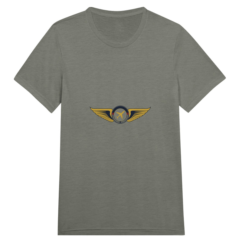 Aviator Wings flight-tested travel tee, front view 1 — Dumbbells & Hotels