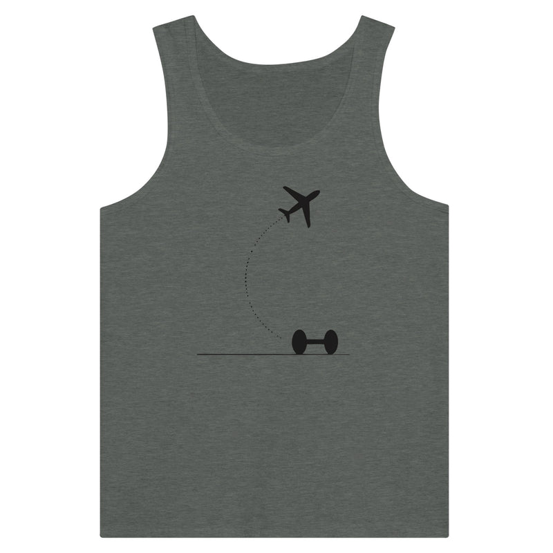 Deep Heather Hotel Key, Fitness Key travel tank, flight-path dumbbell design