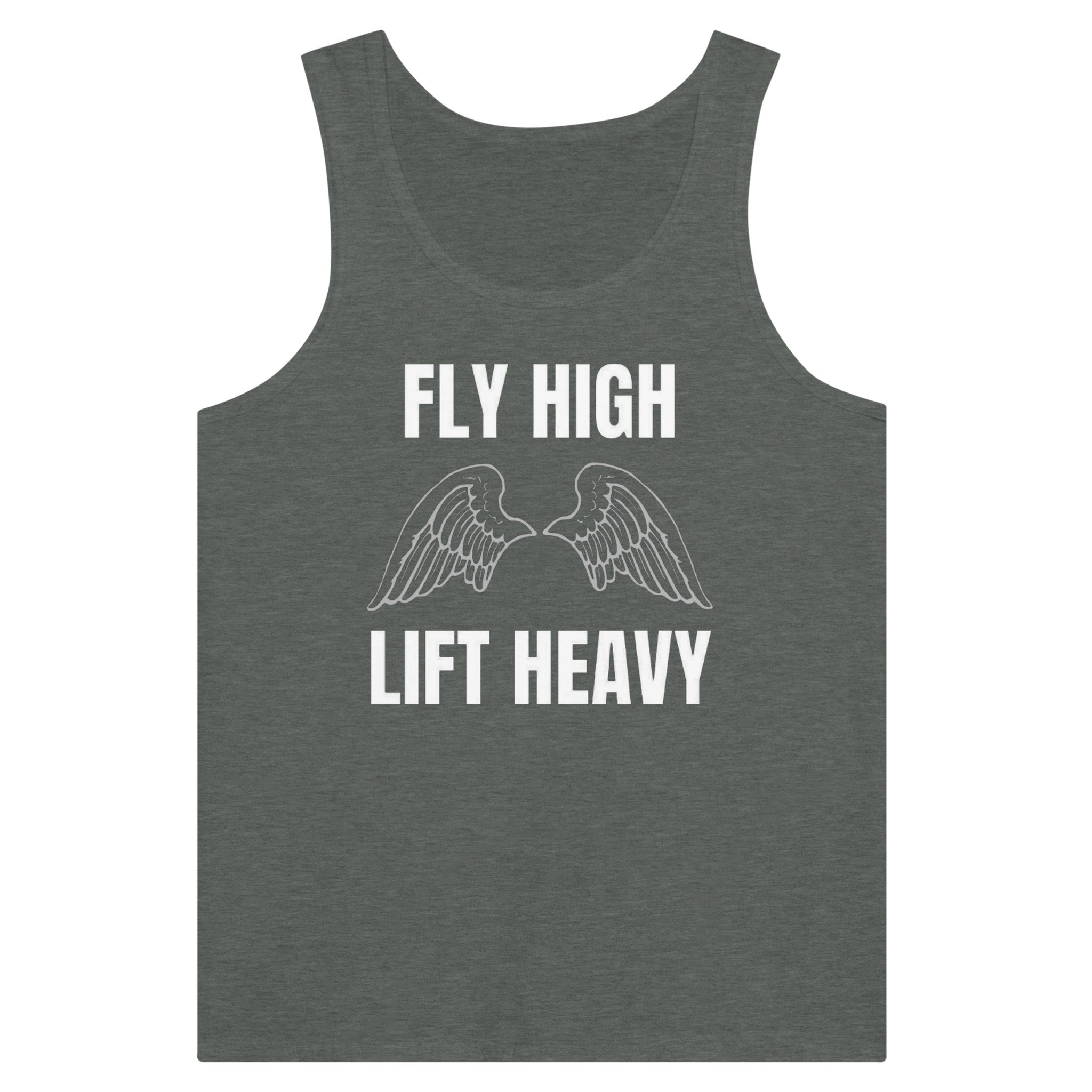 premium travel tank with white Fly High Lift Heavy wingspan print, product view 12