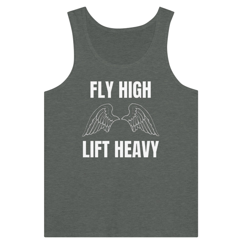 premium travel tank with white Fly High Lift Heavy wingspan print, product view 12