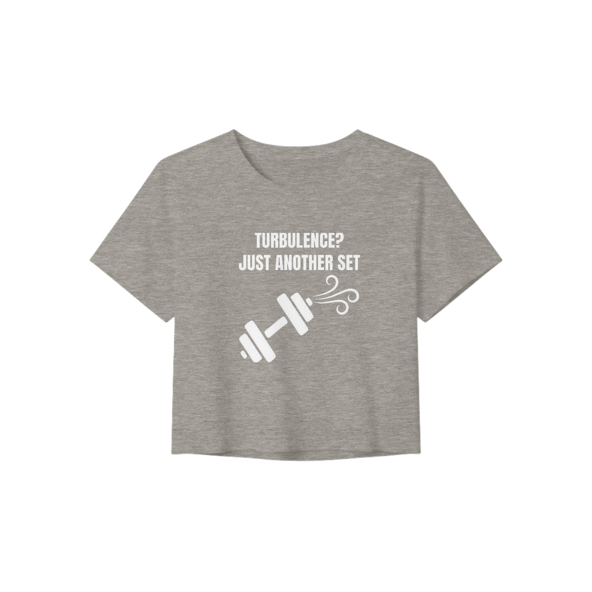 Turbulence? Just Another Set women's travel crop tee by Dumbbells & Hotels — view 1