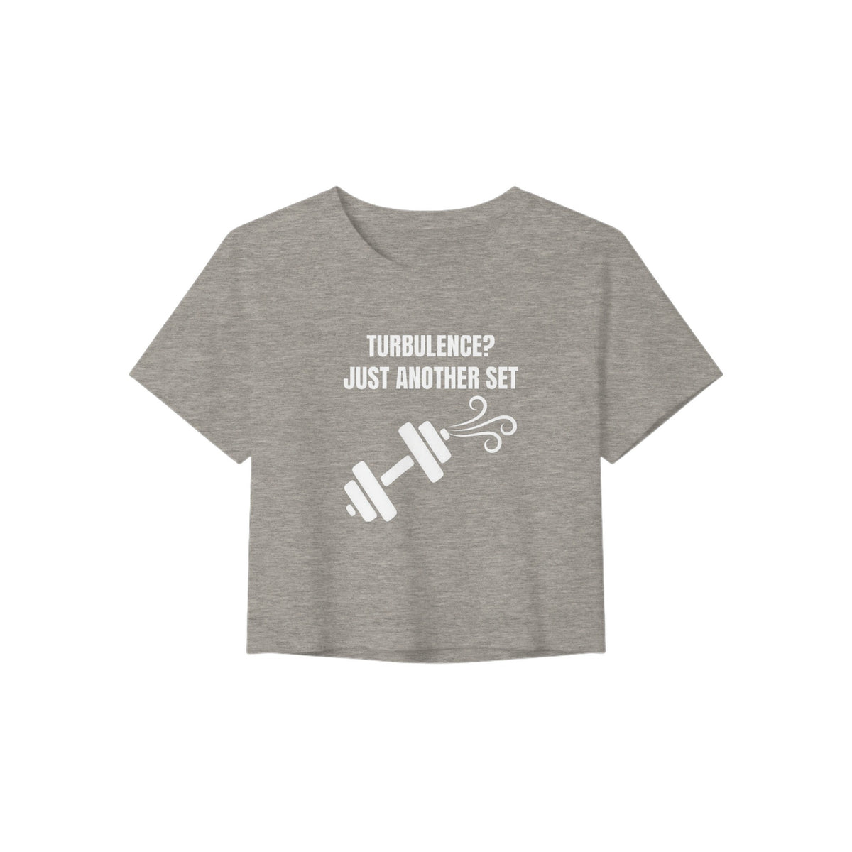 Turbulence? Just Another Set women's travel crop tee by Dumbbells & Hotels — view 1