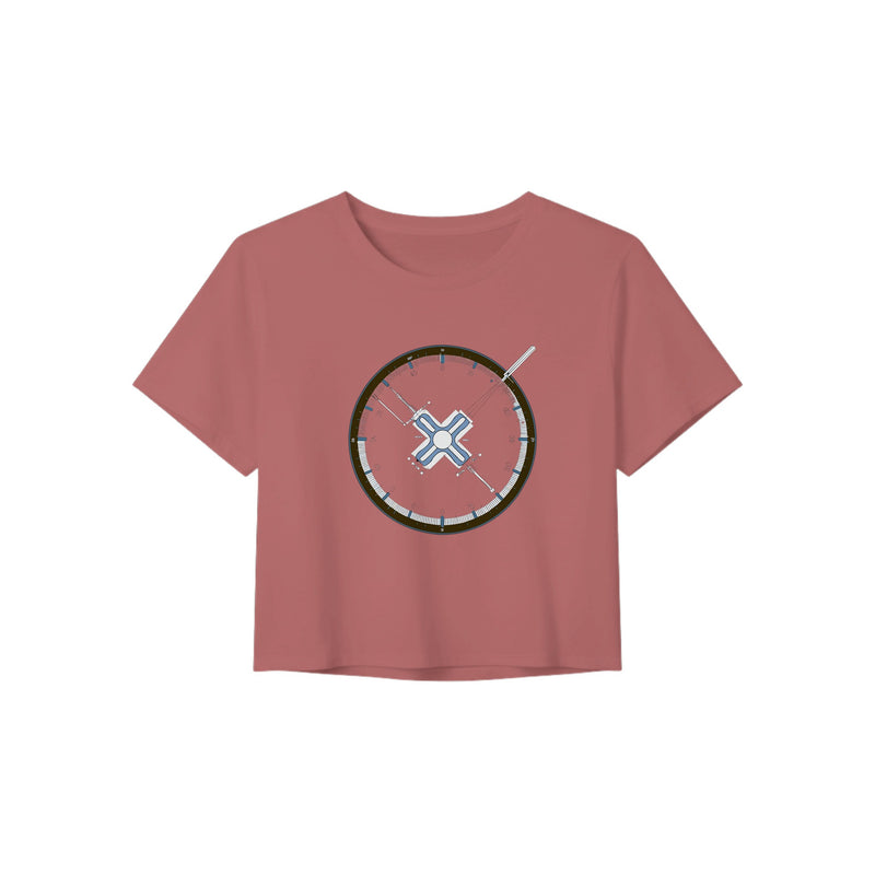 Flight-Tested Standard Crop Tee | Dumbbells & Hotels - Flight-Tested Standard design, crop tee product photo