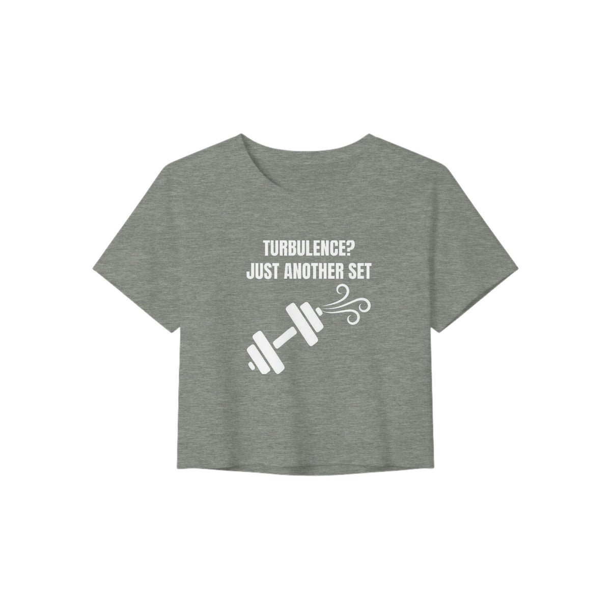 Turbulence? Just Another Set women's travel crop tee by Dumbbells & Hotels — view 6