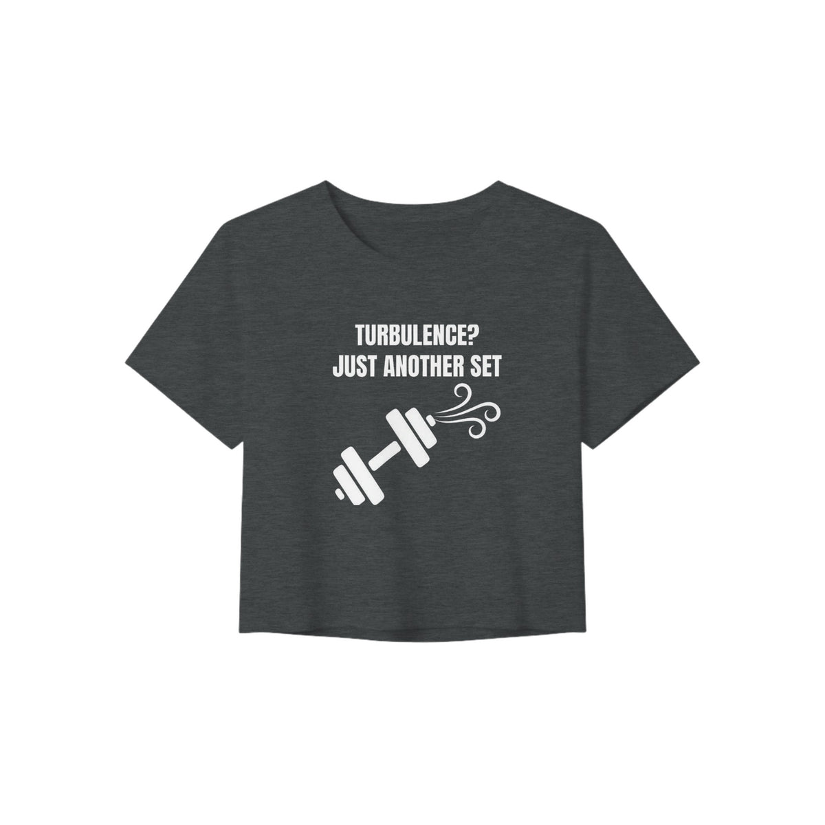 Turbulence? Just Another Set women's travel crop tee by Dumbbells & Hotels — view 2
