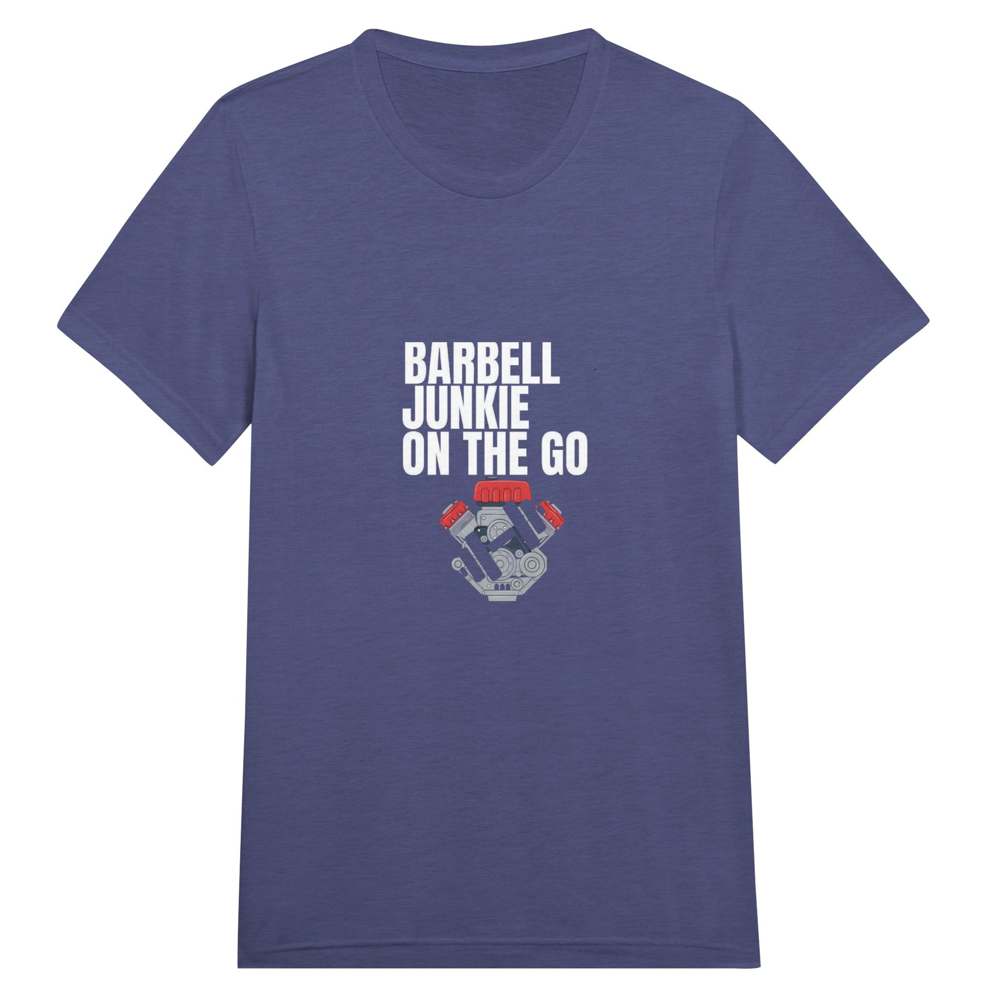 Barbell Junkie on the Go unisex classic travel tee by Dumbbells & Hotels — road warrior gym apparel