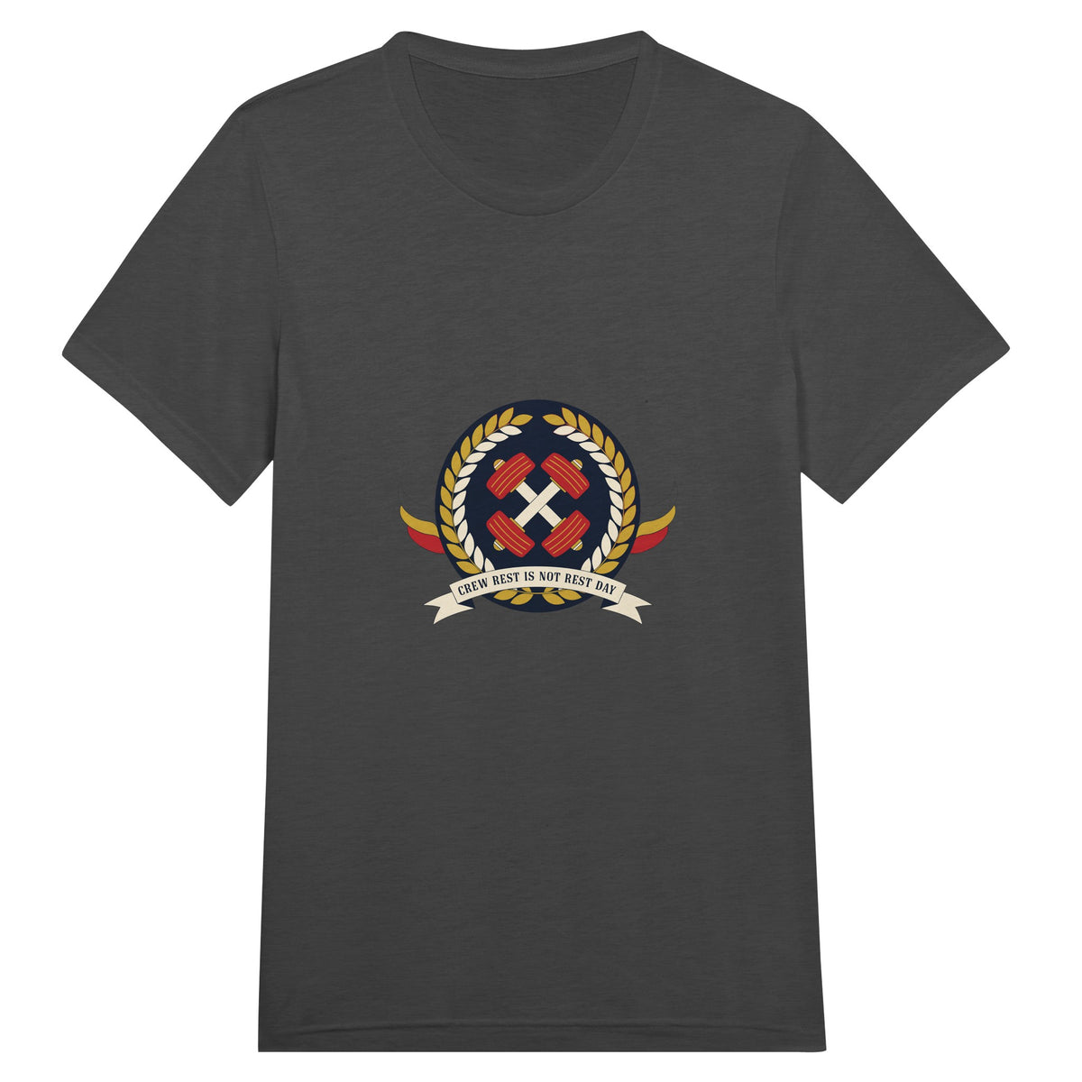 Crew Rest Is Not Rest Day. Tee | Dumbbells & Hotels - Crew Rest Is Not Rest Day. design, tee product photo
