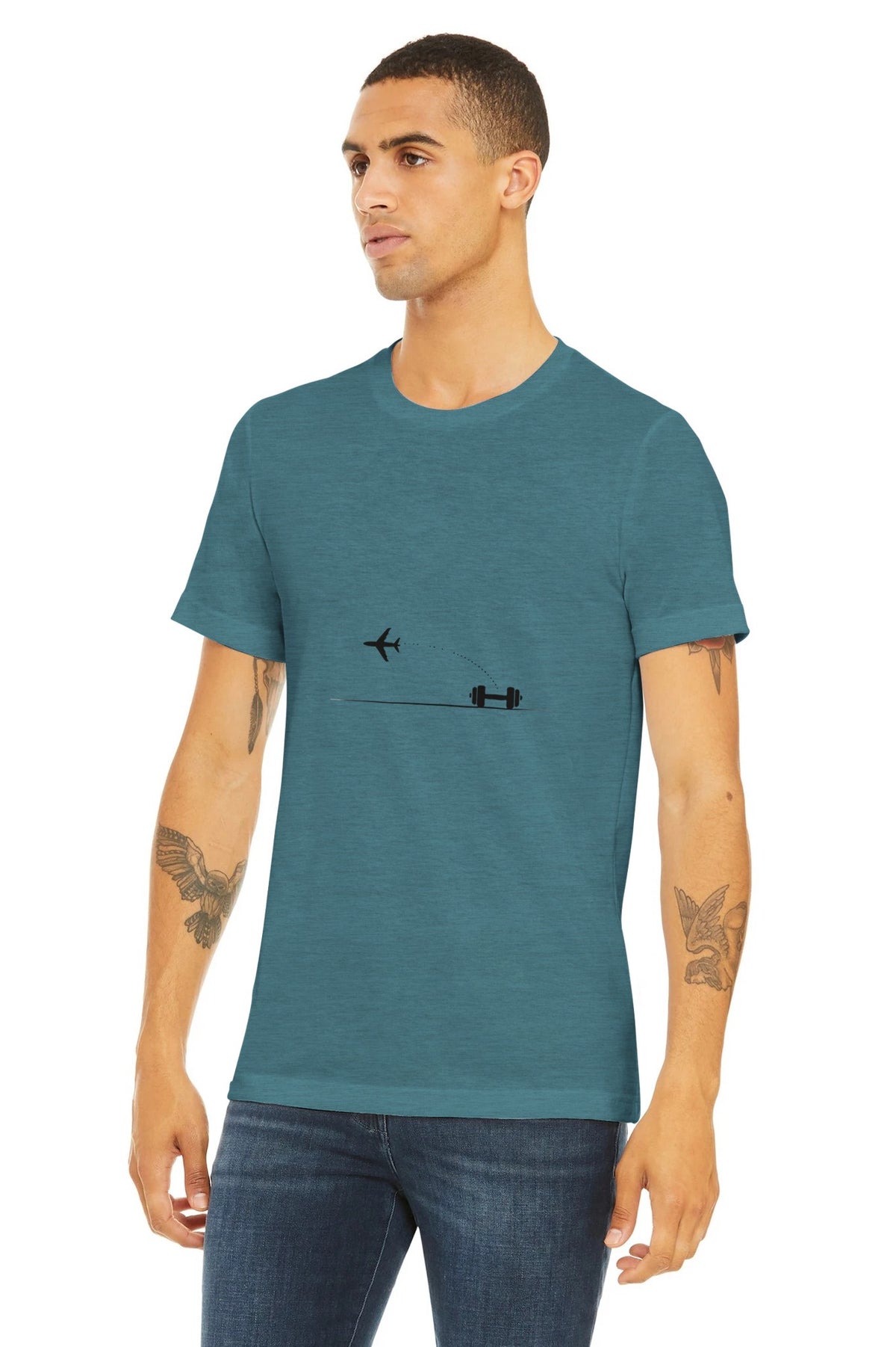 Land. Recover. Repeat. Tee | Dumbbells & Hotels - Land. Recover. Repeat. design, tee product photo