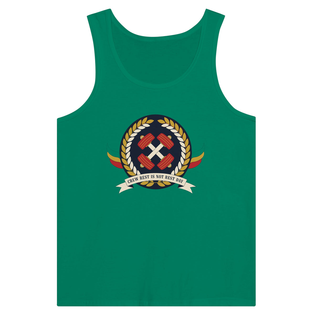 Crew Rest Is Not Rest Day. Tank | Dumbbells & Hotels - Crew Rest Is Not Rest Day. design, tank product photo