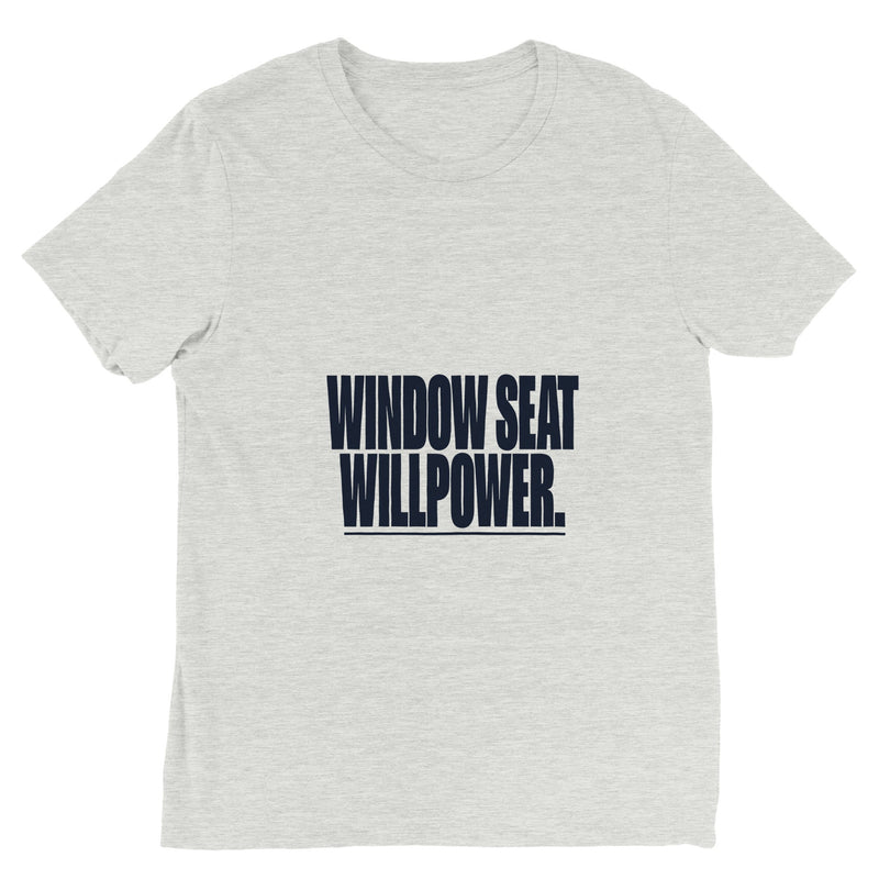 Window Seat Willpower Tee | Dumbbells & Hotels - Window Seat Willpower. design, tee product photo
