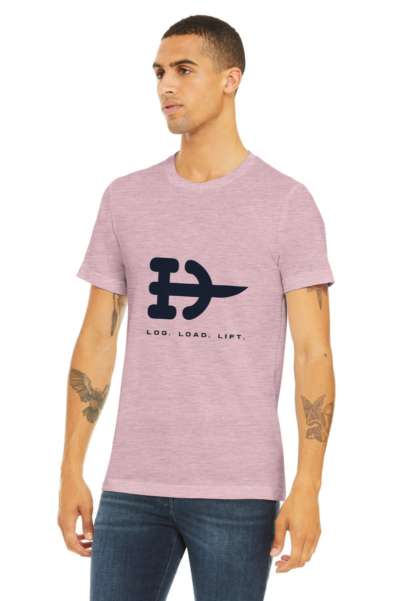 Log. Load. Lift. Tee | Dumbbells & Hotels - Log. Load. Lift. design, tee product photo