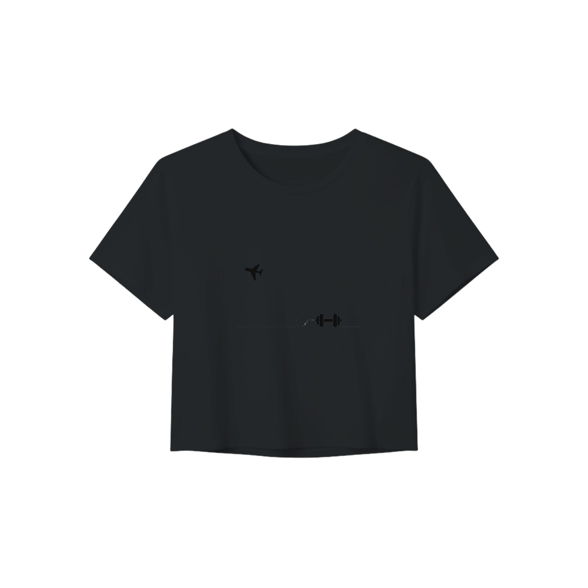 Boardroom Bound Body women's travel crop tee by Dumbbells & Hotels — view 3