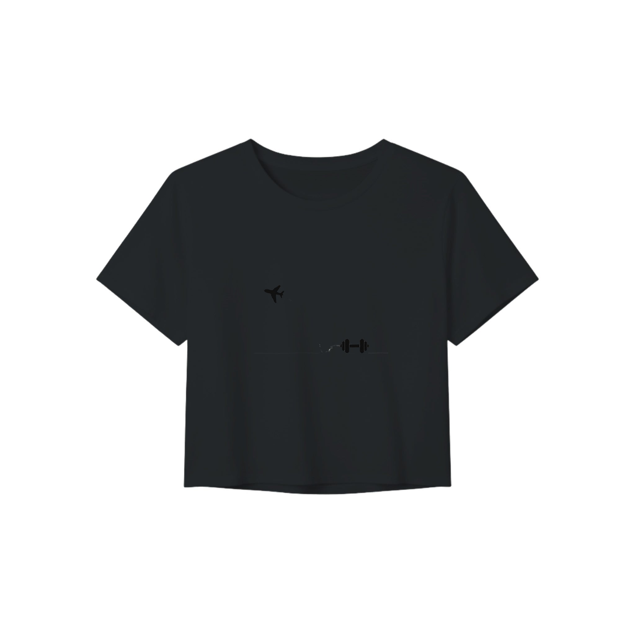 Boardroom Bound Body women's travel crop tee by Dumbbells & Hotels — view 3