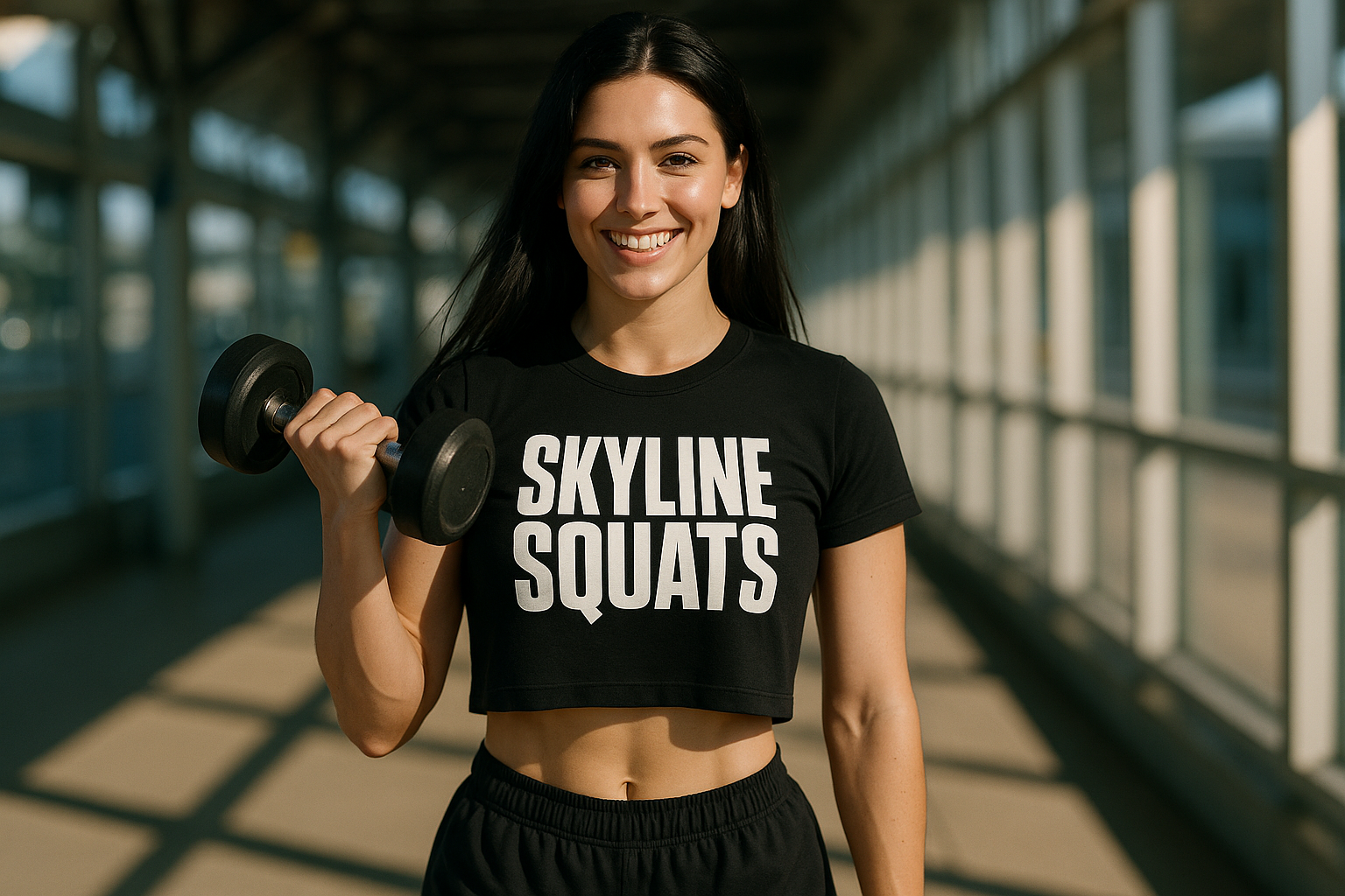 Skyline Squats - Women’s Crop Top by Dumbbells and Hotels