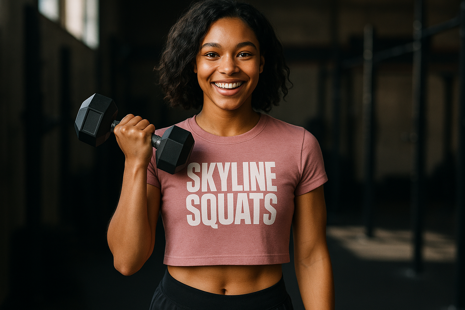 Skyline Squats - Women’s Crop Top by Dumbbells and Hotels