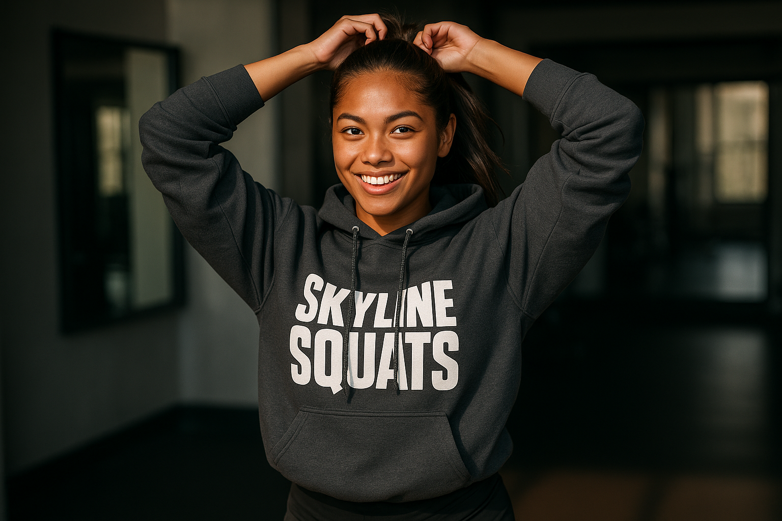 Skyline Squats Road Warrior Hoodie — Dumbbells & Hotels