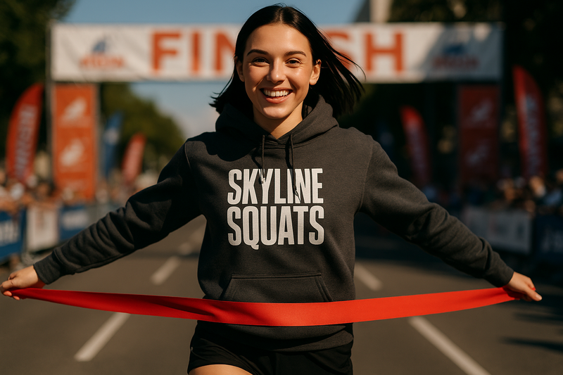 Skyline Squats Road Warrior Hoodie — Dumbbells & Hotels