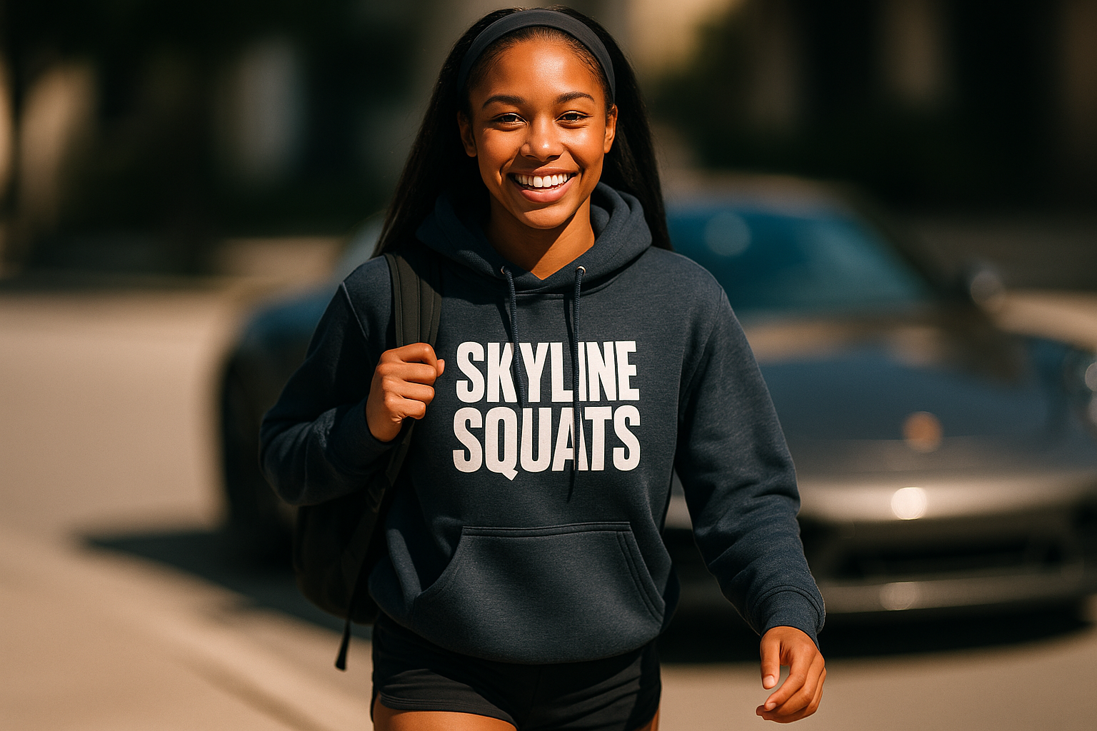 Skyline Squats Road Warrior Hoodie — Dumbbells & Hotels