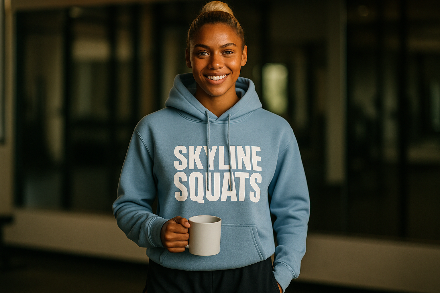 Skyline Squats Road Warrior Hoodie — Dumbbells & Hotels