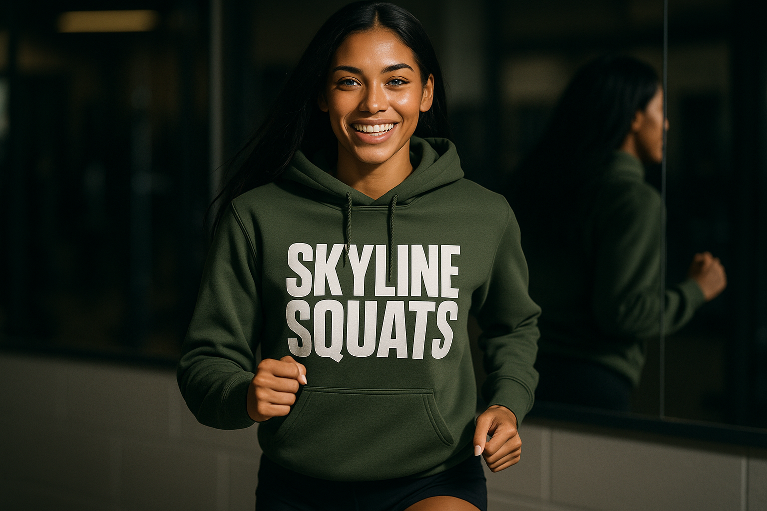 Skyline Squats Road Warrior Hoodie — Dumbbells & Hotels