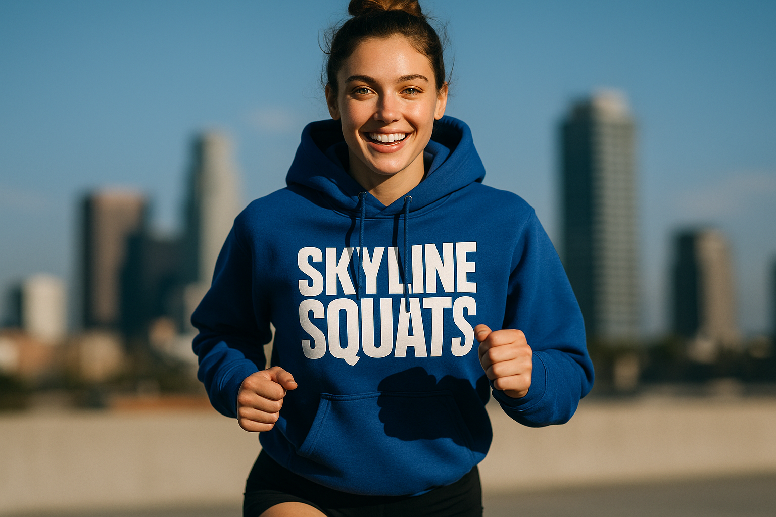 Skyline Squats Road Warrior Hoodie — Dumbbells & Hotels