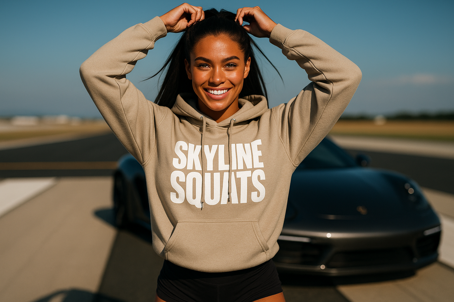 Skyline Squats Road Warrior Hoodie — Dumbbells & Hotels