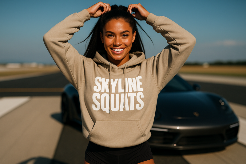Skyline Squats Road Warrior Hoodie — Dumbbells & Hotels