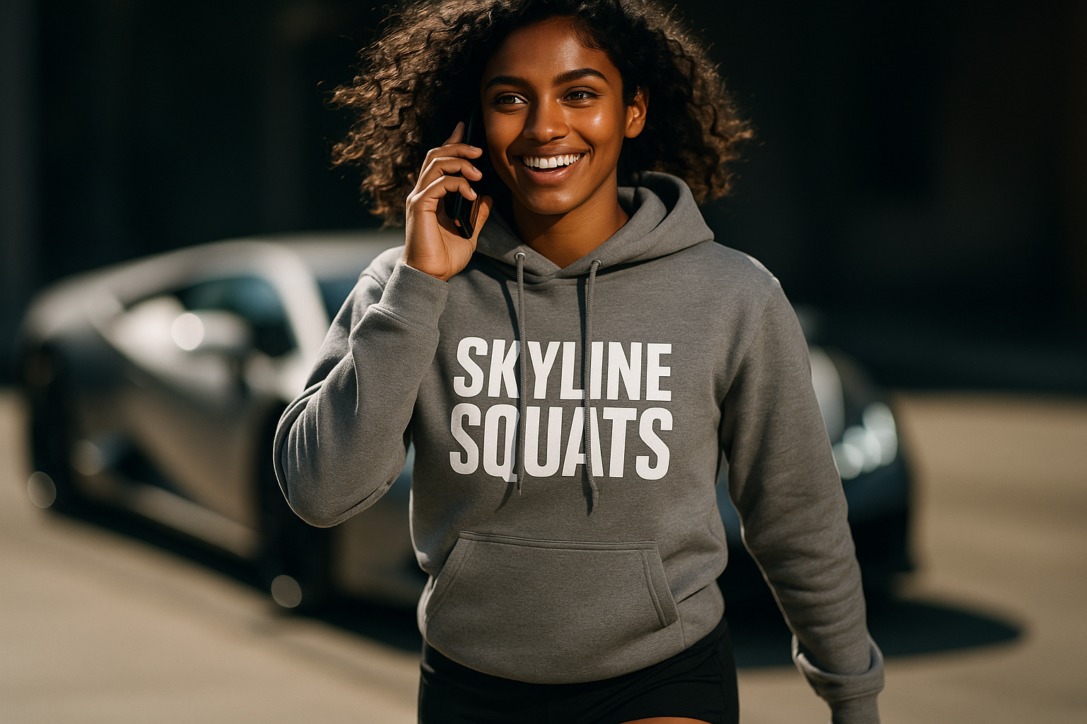 Skyline Squats Road Warrior Hoodie — Dumbbells & Hotels