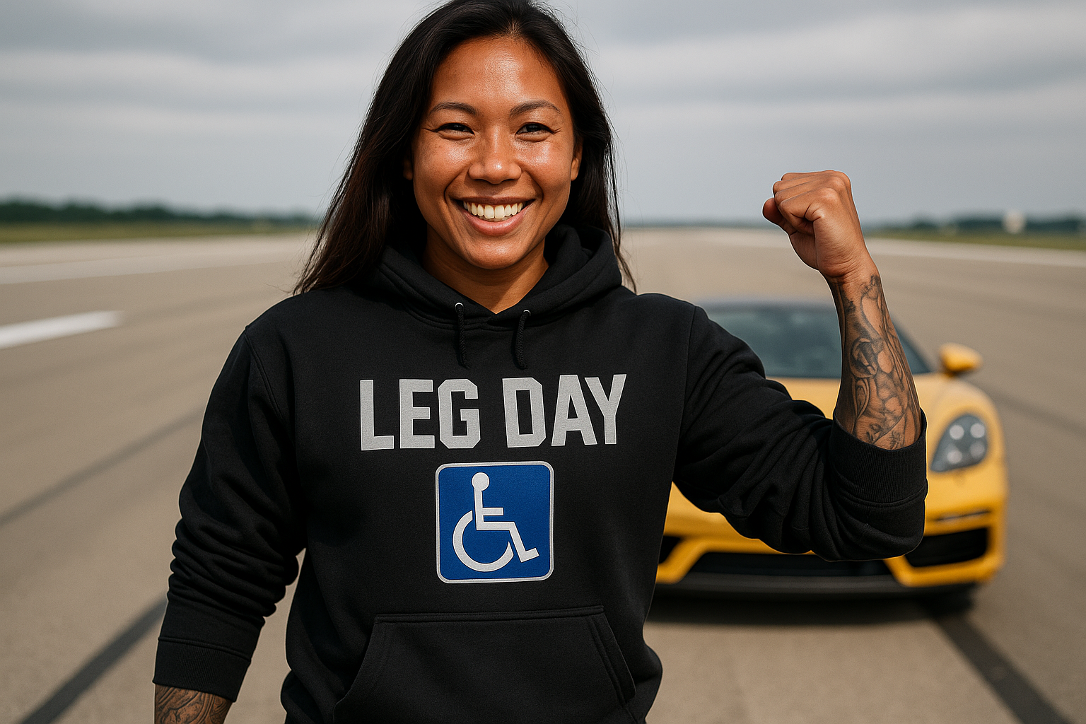 "Leg Day" Unisex Hoodie Handicap Blue by Dumbbells and Hotels