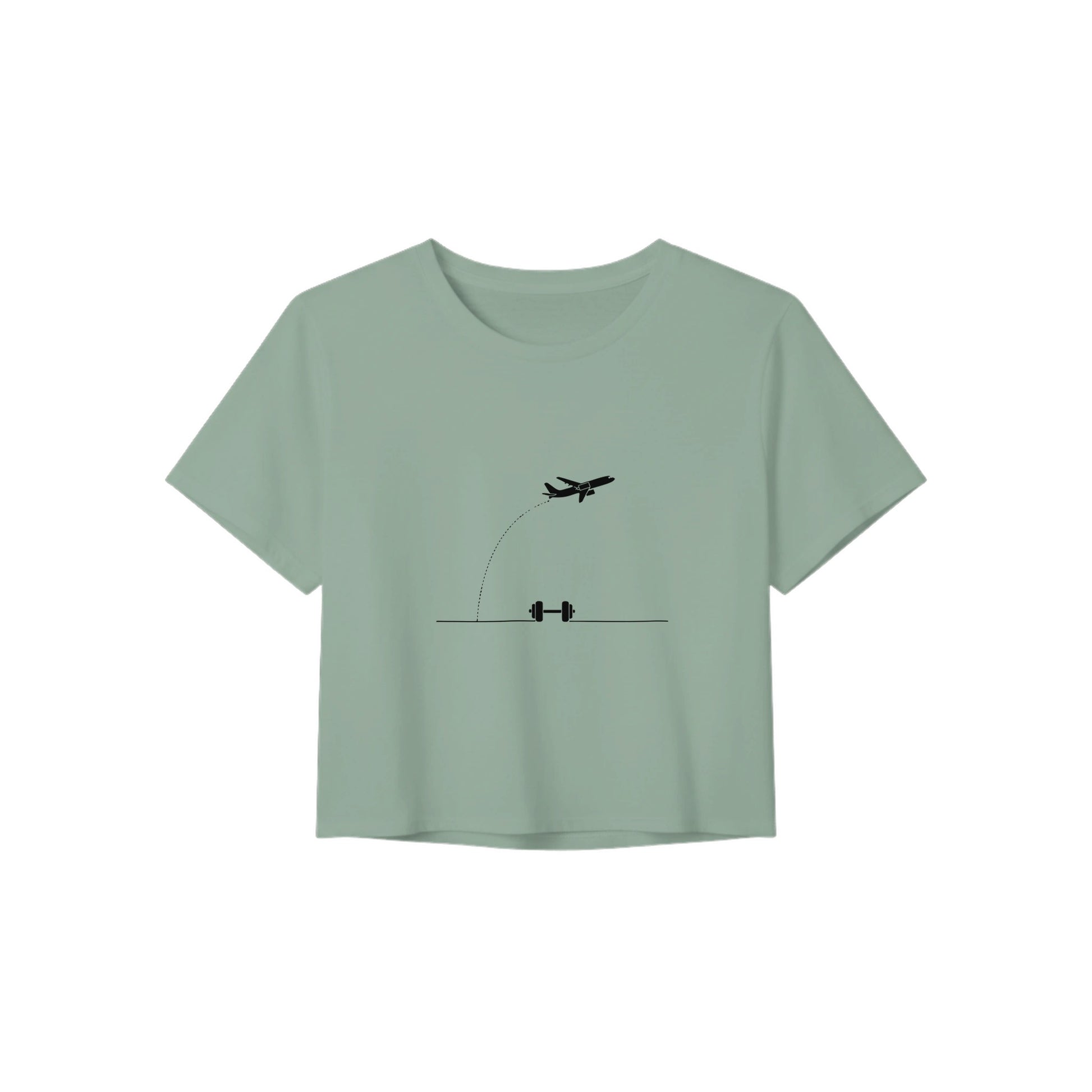 Beverage Cart Miles, Bodyweight Wins women's travel crop tee by Dumbbells & Hotels - lifestyle shot