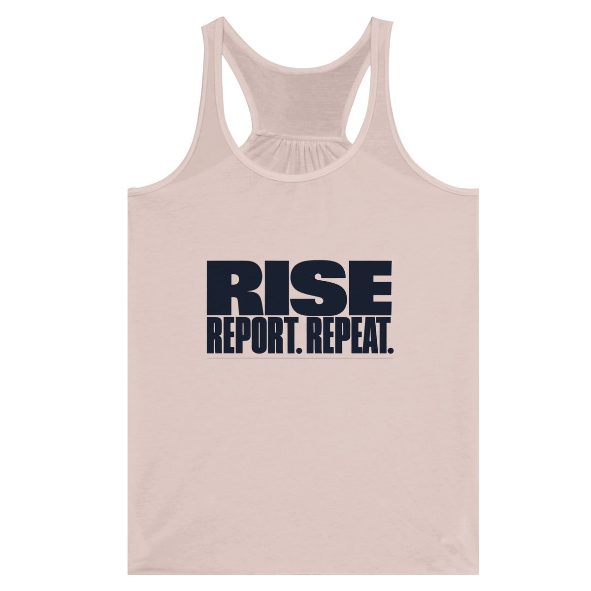Rise. Report. Repeat. Racerback | Dumbbells & Hotels - Rise. Report. Repeat. design, racerback product photo