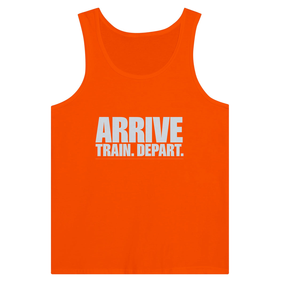 Arrive. Train. Depart. Tank | Dumbbells & Hotels - Arrive. Train. Depart. design, tank product photo