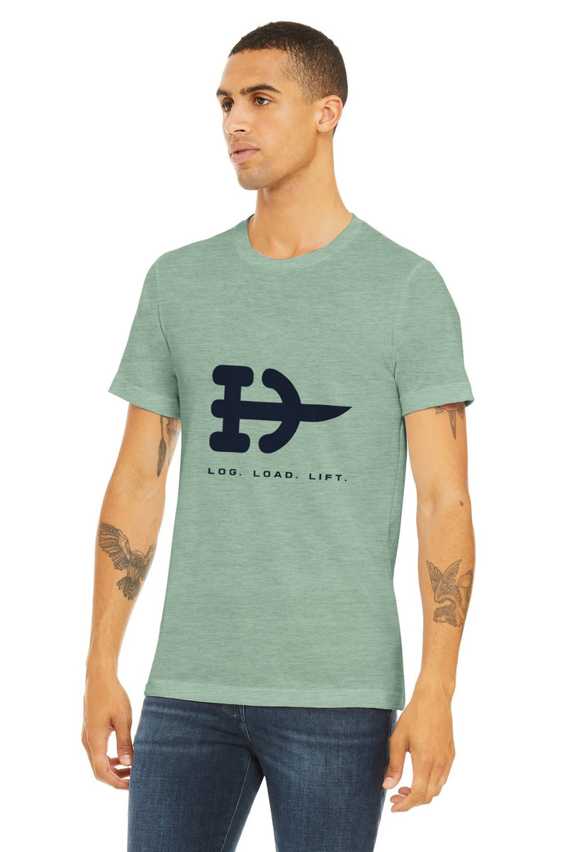Log. Load. Lift. Tee | Dumbbells & Hotels - Log. Load. Lift. design, tee product photo