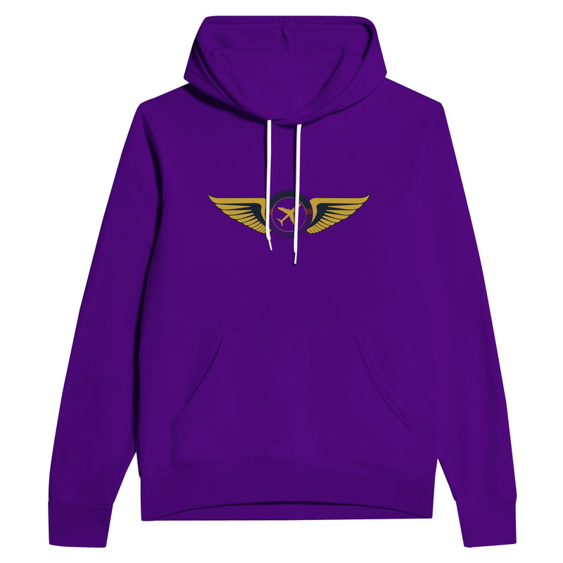 Aviator Wings unisex sponge fleece layover hoodie, detail view 3 — Dumbbells & Hotels