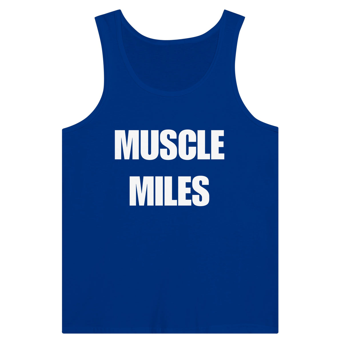 Muscle Miles tank top worn on-model in a hotel gym setting